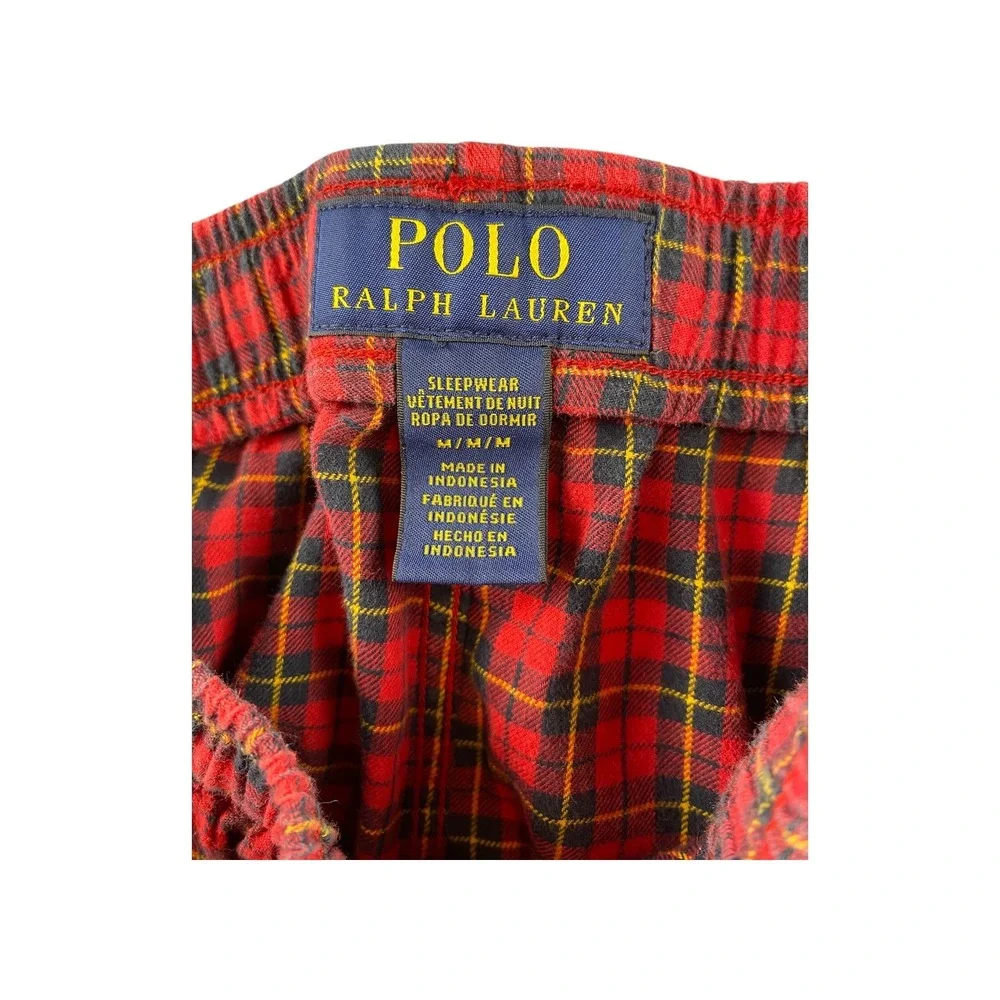 Polo Ralph Lauren Plaid Flannel Pajama Pants Sleepwear Red‎ M Medium Drawstring